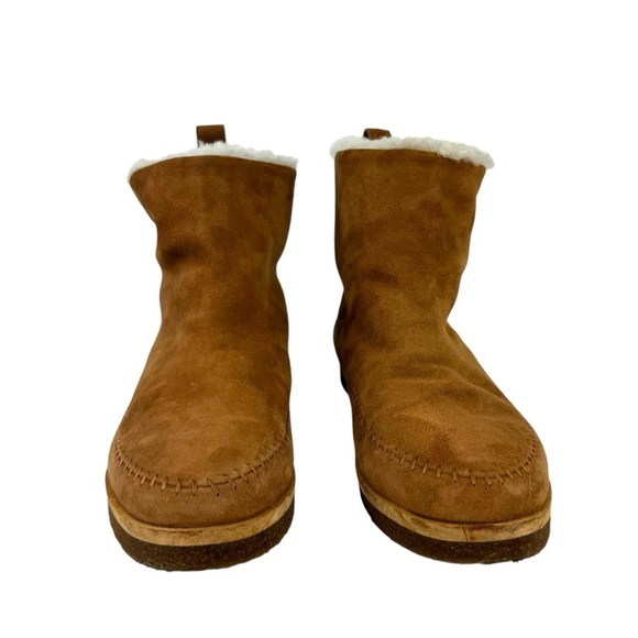 Jenni Kayne Suede Moc Shearling Lined Slip On Ankle Snow Boots Tan Size 39 - Picture 3 of 16
